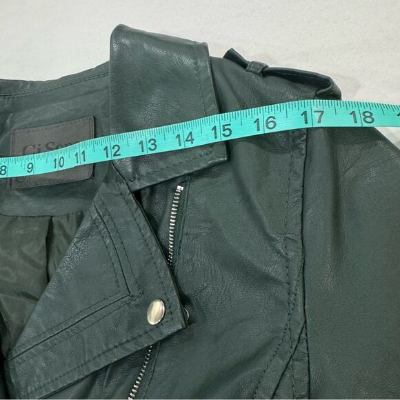CiSono by Cavalini Green Vegan Leather Moto Jacket Medium Hunter Green Jacket - Picture 10 of 16